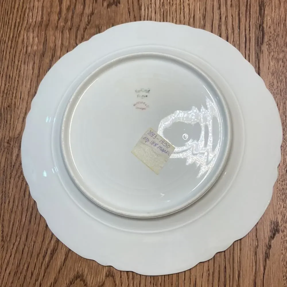 4 Antique Haviland Limoges Luncheon Plates with Pink Apple Blossoms - Picture 4 of 9